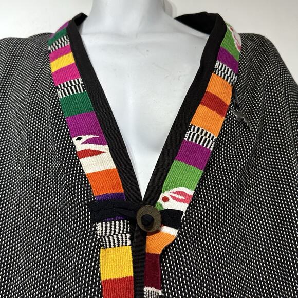 Vintage C. Jones Guatemala Button Front Jacket Rainbow Stripe Trim polka dot - Picture 5 of 6